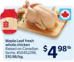 Walmart Maple Leaf fresh whole chicken offer