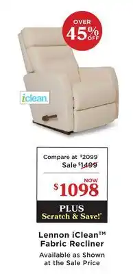 La Z Boy Lennon iClean Fabric Recliner offer