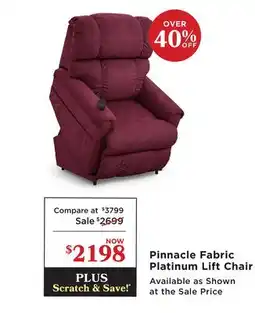 La Z Boy Pinnacle Fabric Platinum Lift Chair offer