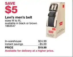 Costco Levi's men's belt sizes offer