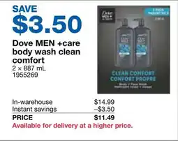 Costco Dove MEN +care body wash clean comfort offer