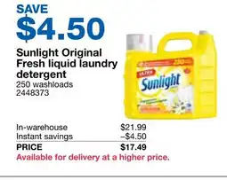Costco Sunlight Original Fresh liquid laundry detergent offer
