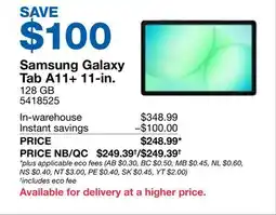 Costco Samsung Galaxy Tab A11 + 11-in. 128 GB offer
