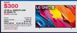 Costco LG 86-in. QNED70 UHD 4K QNED TV offer