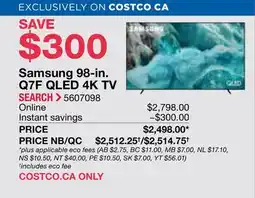Costco Samsung 98-in. Q7F QLED 4K TV SEARCH offer