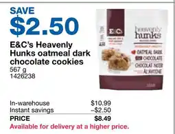 Costco E & C's Heavenly Hunks oatmeal dark chocolate cookies offer