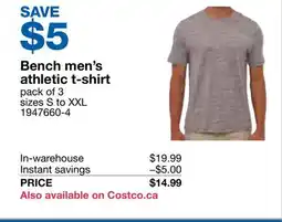 Costco Bench men's athletic t-shirt offer