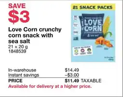 Costco Love Corn crunchy corn snack with sea salt offer
