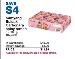 Costco Samyang Buldak Carbonara spicy ramen offer