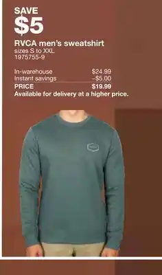 Costco RVCA men's sweatshirt offer
