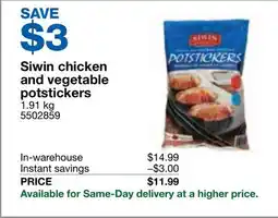 Costco Siwin chicken and vegetable potstickers offer