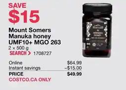 Costco Mount Somers Manuka honey UMF10 + MGO 263 offer