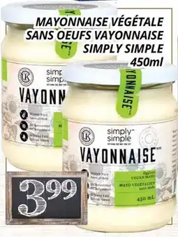 Supermarché PA MAYONNAISE VÉGÉTALE SANS OEUFS VAYONNAISE | SIMPLY SIMPLE offer