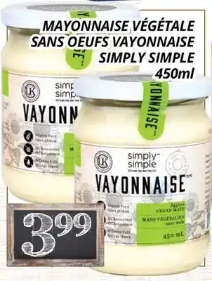 Supermarché PA MAYONNAISE VÉGÉTALE SANS OEUFS VAYONNAISE | SIMPLY SIMPLE offer