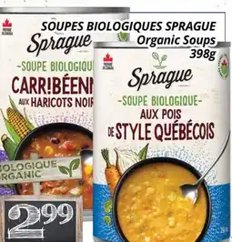 Supermarché PA SOUPES BIOLOGIQUES SPRAGUE | Organic Soups offer