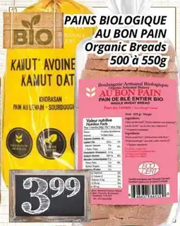 Supermarché PA PAINS BIOLOGIQUE AU BON PAIN | Organic Breads offer
