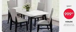 Meubles RD White Marble-Look Top Dining Table with 4 Chairs offer