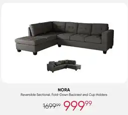 Meubles RD Nora - Reversible Sectional with a Drop-Down Backrest and Cup Holders offer