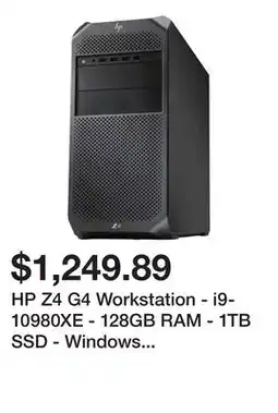 Newegg HP Z4 G4 Workstation - i9-10980XE - 128GB RAM - 1TB SSD - Windows 10 Pro offer