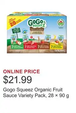 Costco Gogo Squeez Organic Fruit Sauce Variety Pack, 28 × offer