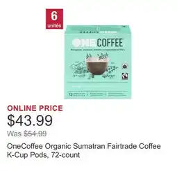 Costco OneCoffee Organic Sumatran Fairtrade Coffee K-Cup Pods, 72-count offer