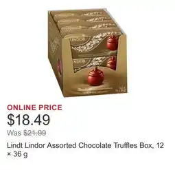 Costco Lindt Lindor Assorted Chocolate Truffles Box, 12 × offer