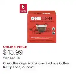 Costco OneCoffee Organic Ethiopian Fairtrade Coffee K-Cup Pods, 72-count offer