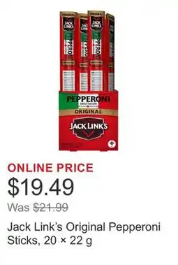Costco Jack Link's Original Pepperoni Sticks, 20 × offer