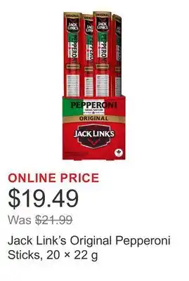 Costco Jack Link's Original Pepperoni Sticks, 20 × offer