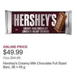 Costco Hershey's Creamy Milk Chocolate Full Sized Bars, 36 × offer