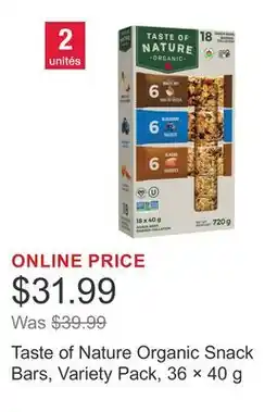 Costco Taste of Nature Organic Snack Bars, Variety Pack, 36 × offer