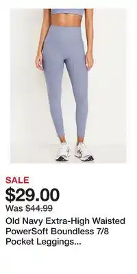 Old Navy Old Navy Extra-High Waisted PowerSoft Boundless 7/8 Pocket Leggings – No Front Seam offer