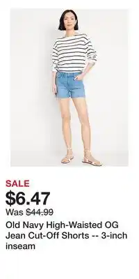 Old Navy Old Navy High-Waisted OG Jean Cut-Off Shorts -- 3-inch inseam offer