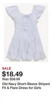 Old Navy Old Navy Short-Sleeve Striped Fit & Flare Dress for Girls offer