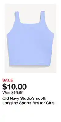 Old Navy Old Navy StudioSmooth Longline Sports Bra for Girls offer