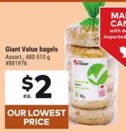 Giant Tiger Giant Value bagels offer