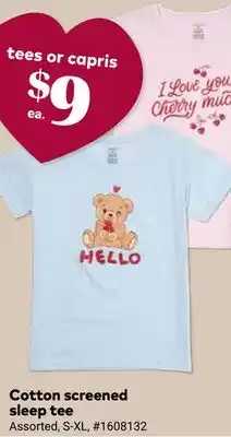 Giant Tiger Cotton screened sleep tee offer