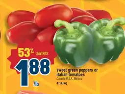 Marché Adonis sweet green peppers or italian tomatoes offer