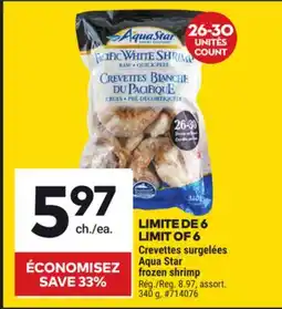 Giant Tiger Aqua Star frozen shrimp offer