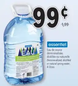 Familiprix Essentiel demineralized spring water offer