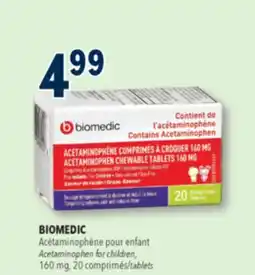 Familiprix BIOMEDIC, Acetaminophen for children, 160 mg, 20 tablets offer