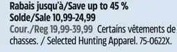 Canadian Tire Selected Hunting Apparel offer