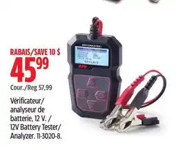 Canadian Tire MotoMaster 12V Battery Tester/ Analyzer offer