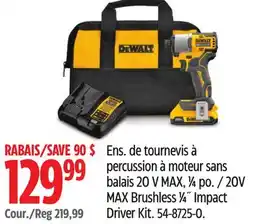 Canadian Tire DEWALT 20V MAX Brushless 1⁄4˝ Impact Driver Kit offer