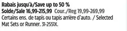 Canadian Tire Selected Mat Sets or Runner offer