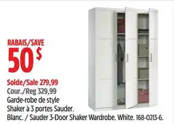 Canadian Tire Sauder 3-Door Shaker Wardrobe offer