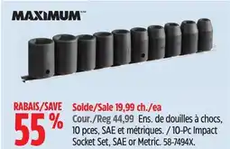 Canadian Tire MAXIMUM 10-Pc Impact Socket Set, SAE or Metric offer