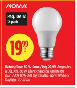 Canadian Tire A19 60W LED Light Bulbs Warm White or Daylight offer