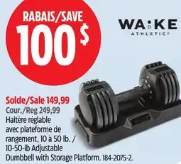 Canadian Tire WAKE 10-50-lb Adjustable Dumbbell with Storage Platform offer