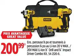 Canadian Tire DEWALT 20V MAX Li-Ion 1⁄2˝ Drill and 1⁄4˝ Impact Driver Combo Kit offer